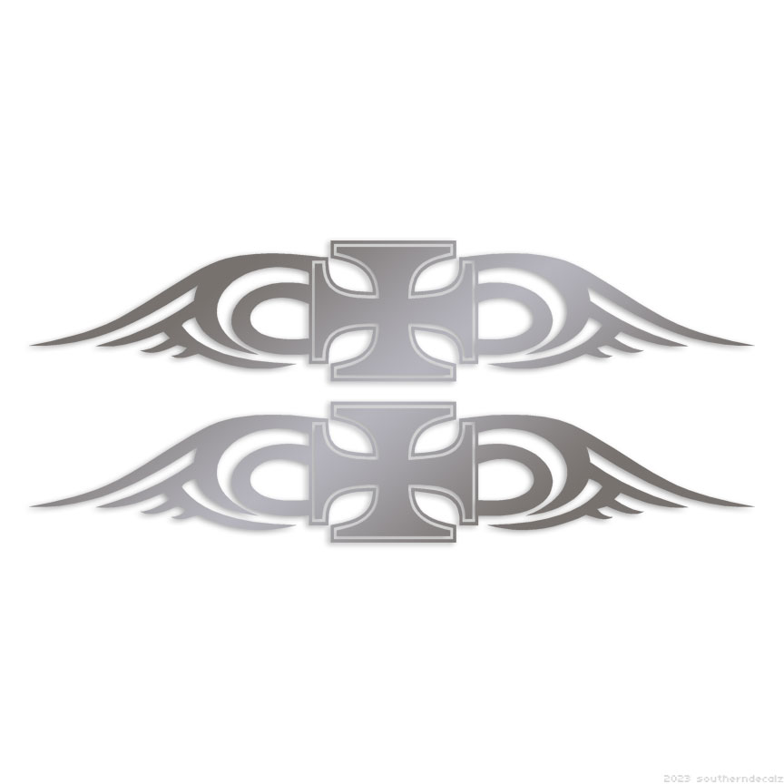 Iron Cross Tribal Pair - Decal Sticker - Multiple Colors & Sizes